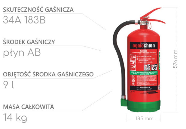 Gaśnica Fluorine-Free 9l dane techniczne